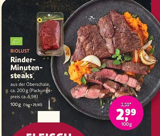 Rinder-Minutensteaks aus der Oberschale, ca. 200 g