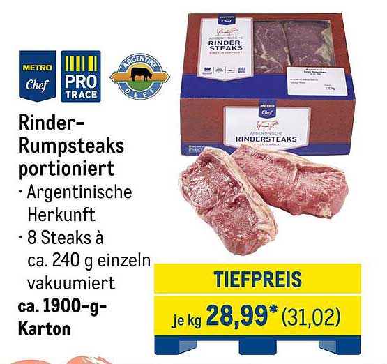 Rinder-Rumpsteaks portioniert aus argentinischer Herkunft