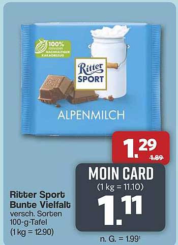 Ritter Sport Bunte Vielfalt 100-g-Tafel - Alpenmilch