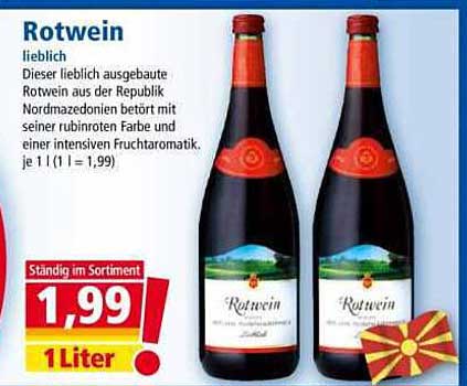Rotwein lieblich – 1 Liter für nur 1,99 €