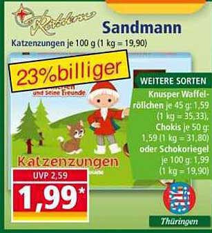 Sandmann Katzenzungen – 100 g für nur 1,99 €