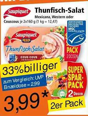 Saupiquet Thunfsch-Salat 2er Pack – Mexicana, Western oder Couscous