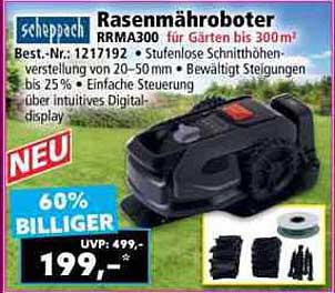 Scheppach Rasenmäherroboter RRMA300 für Gärten bis 300 m²