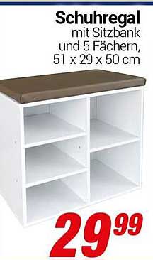 Schuhregal mit Sitzbank und 5 Fächern, 51 x 29 x 50 cm