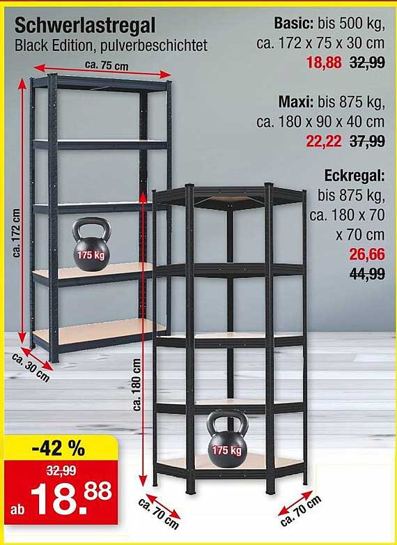 Schwerlastregal Black Edition, pulverbeschichtet