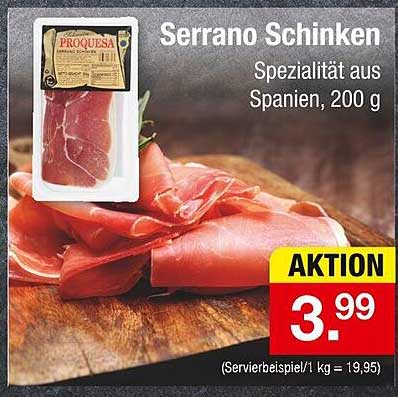 Serrano Schinken - Spezialität aus Spanien, 200 g