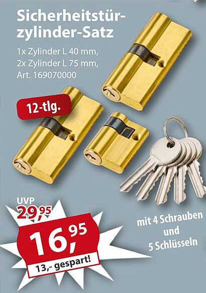 Sicherheitstürzylinder-Satz