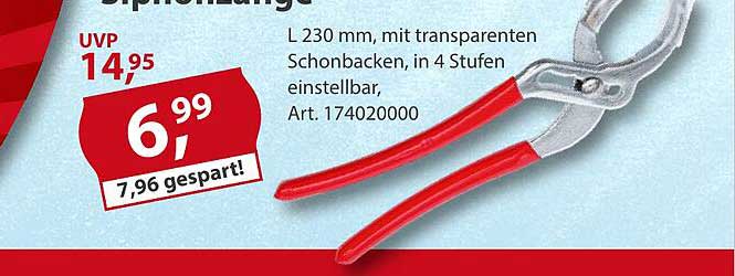 Siphonzange 230 mm mit transparenten Schonbacken