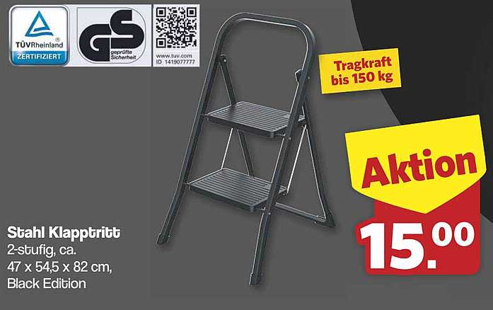 Stahl Klapptreppen 2-stufig, Black Edition