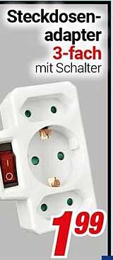 Steckdosenadapter 3-fach mit Schalter