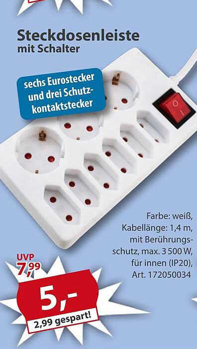 Steckdosenleiste mit Schalter
