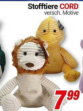 Stofftiere CORD – verschiedene Motive