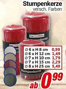 Stumpenkerze - verschiedene Farben