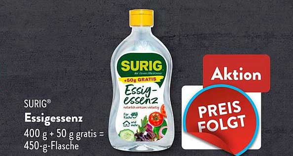SURIG Essigessenze 400 g + 50 g gratis = 450-g-Flasche