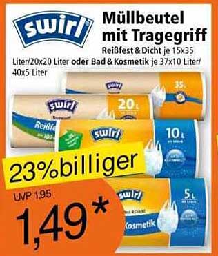 swirl Müllbeutel mit Tragegriff - Reißfest & Dicht