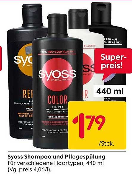 Syoss Shampoo und Pflegespülung für verschiedene Haartypen, 440 ml