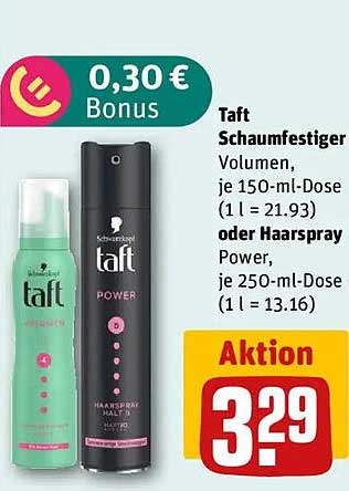 Taft Schaumfestiger Volumen 150 ml oder Haarspray Power 250 ml