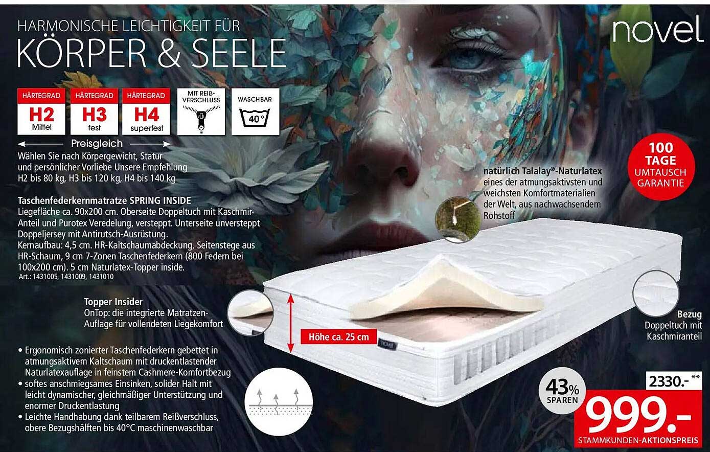 Taschenfederkernmatratze SPRING INSIDE