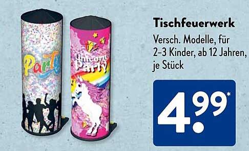Tischfeuerwerk - Verschiedene Modelle für 2-3 Kinder, ab 12 Jahren, je Stück