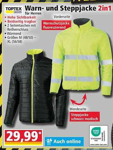 TOPTEX 2in1 Warn- und Steppjacke für Herren