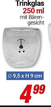 Trinkglas 250 ml mit Bärengesicht