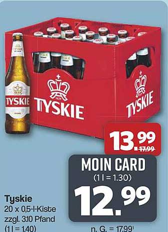 Tyskie 20 x 0,5 l-Kiste zzgl. 3,10 Pfand