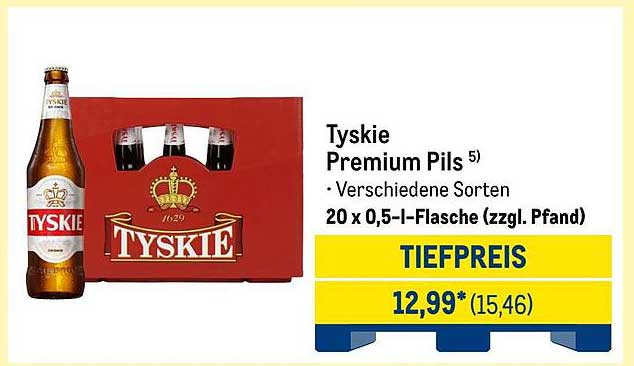 Tyskie Premium Pils – 20 x 0,5-l-Flasche (zzgl. Pfand)