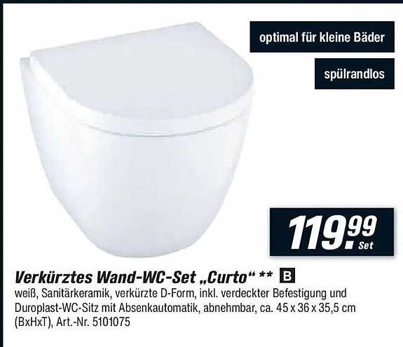 verkürztes Wand-WC-Set „Curto“