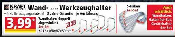 Wand- oder Werkzeughalter - 4er-Set