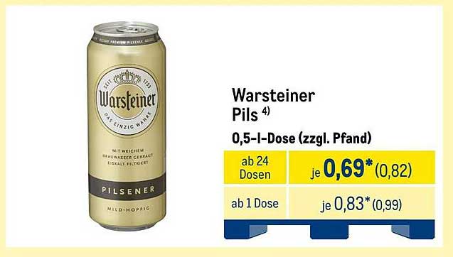 Warsteiner Pils 0,5 l Dose (zzgl. Pfand)