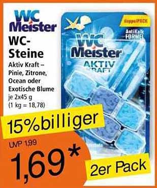 WC Meister WC-Steine 2er Pack - Aktiv Kraft gegen Kalk