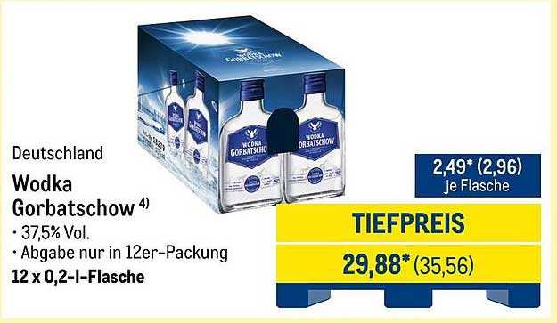 Wodka Gorbatchow 12 x 0,2 l - Tiefpreis vom 17.11.2025 bis 23.11.2025