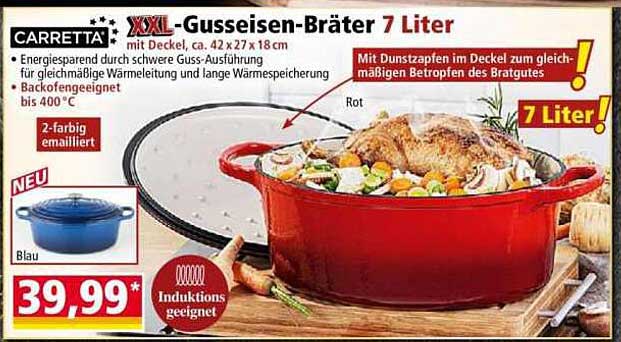 XXL-Gusseisen-Bräter 7 Liter