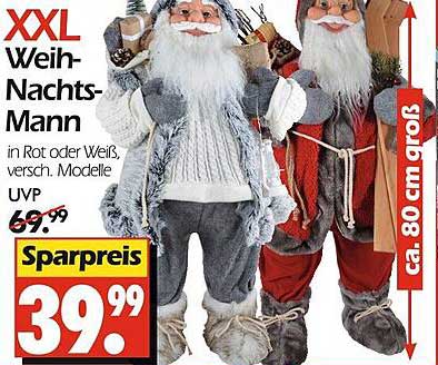 XXL Weihnachtsmann in Rot oder Weiß, verschiedene Modelle