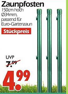 Zaunpfosten 150cm hoch Ø34mm, passend für Euro-Gartenzaun