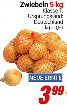 Zwiebeln 5 kg – Klasse 1, Deutschland