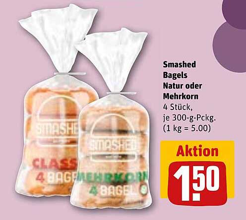 Smashed Bagels Natur oder Mehrkorn