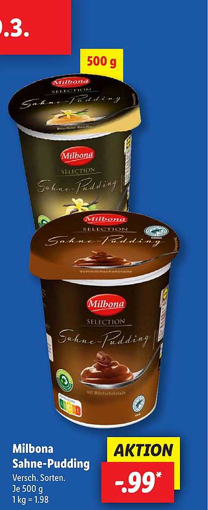Milbona Sahne-Pudding Angebot bei Lidl - ProspektGuru.de