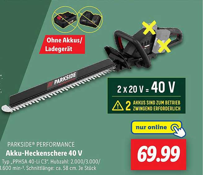 Parkside Akku Heckenschere 40v