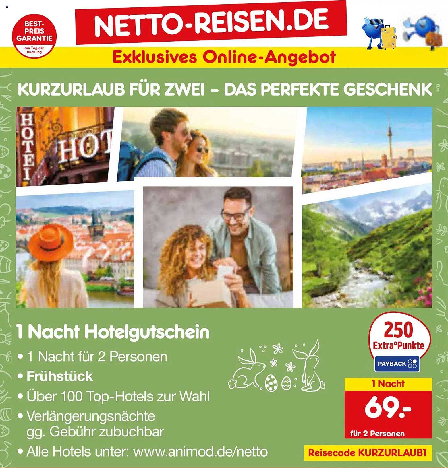 1 Nacht Hotelgutschein für 2 Personen