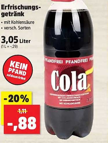 Erfrischungsgetränk Cola 3,05 Liter