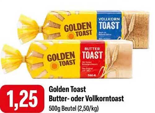 Golden Toast Butter- oder Vollkorntoast 500g
