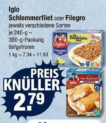 Iglo Schlemmerfilet oder Filegro – Preis-Knüller im V-Markt