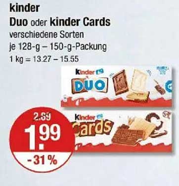kinder Duo oder kinder Cards - verschiedene Sorten