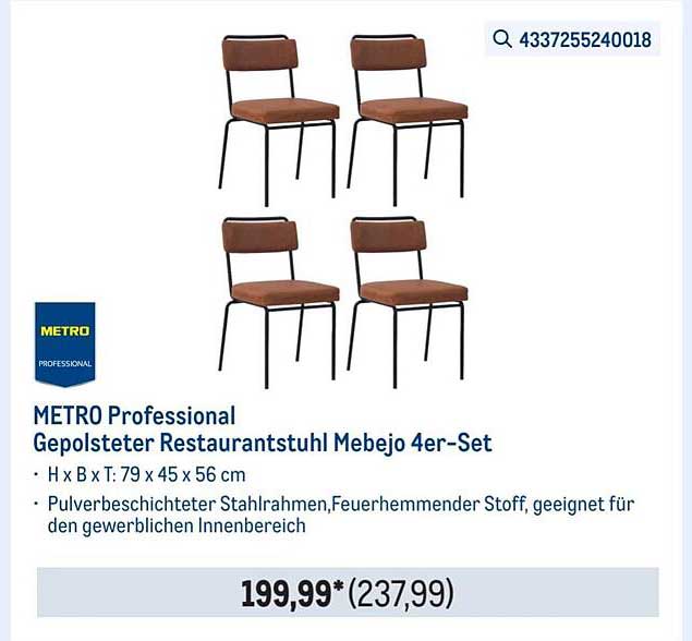METRO Professional Gepolsterter Restaurantstuhl Mebejo 4er-Set