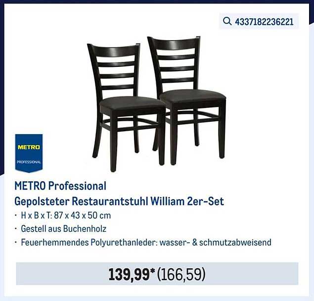 METRO Professional Gepolsterter Restaurantstuhl William 2er-Set