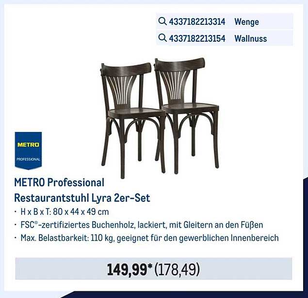 METRO Professional Restaurantstuhl Lyra 2er-Set