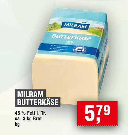 MILRAM Butterkäse 45 % Fett i. Tr. ca. 3 kg
