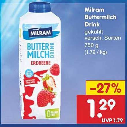 Milram Buttermilch Drink Erdbeere 750 g