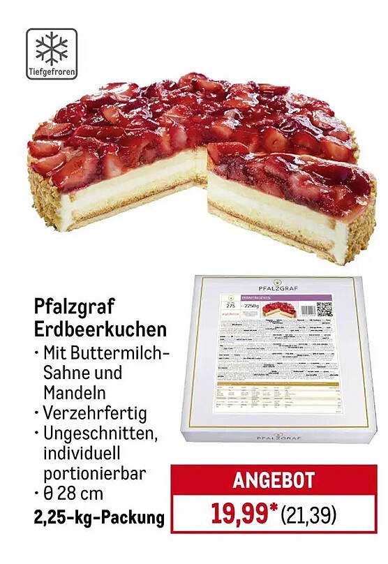 Pfalzgraf Erdbeerkuchen mit Buttermilch-Sahne und Mandeln